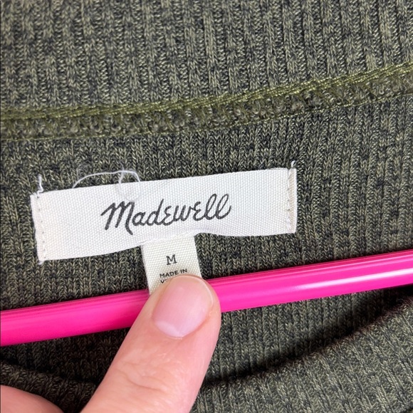 Madewell Olive Green Ribbed Pocket Midi Dress - Size M - Picture 6 of 9